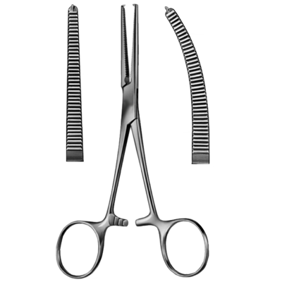 Pensa hemostatica ROCHESTER-OCHSNER, curba, 1x2 dinti  L13cm