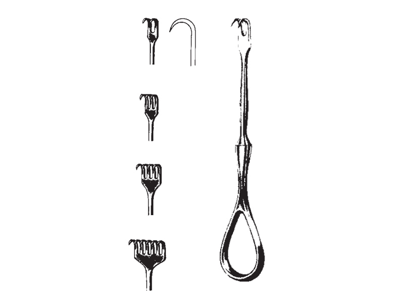 Retractor VOLKMANN, ascutit, L11.5cm  4 dinti