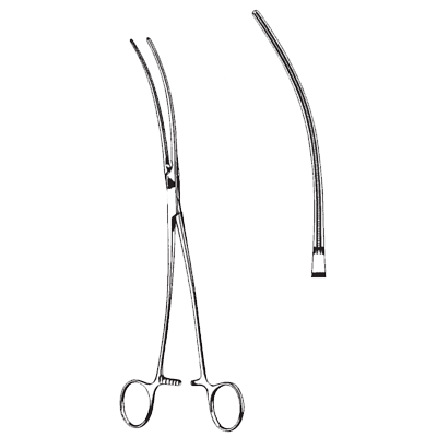 Clema anevrism aortic DE BAKEY, curba, 27cm 