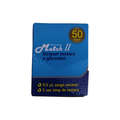 Stripuri glucometru OKmeter Match II set 50 buc