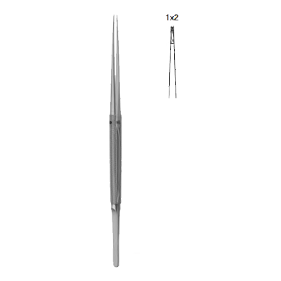 Pensa microchirurgie 18cmx0.4mm, dreapta, 1x2dinti, varf diamant 