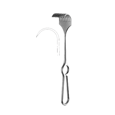 Retractor KOERTE ascutit , L= 23.5 cm, 40 x 30 mm 