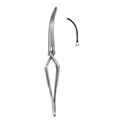 Clema atraumatica bulldog DE BAKEY  curba, L8cm