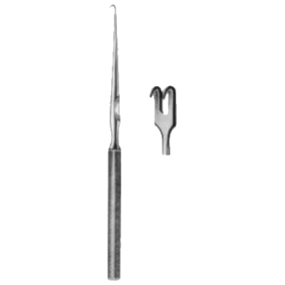 Retractor Lahey, 12cm, 2 dinti, ascutit 