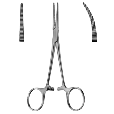 Pensa hemostatica CRILE, curba, titan, L14cm 