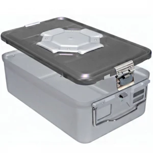 Container sterilizare 3/4 BIO-BARRIER, capac perforat, baza neperforata,  argintiu, 465x280x140mm