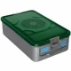 Container sterilizare, capac verde perforat, capac de siguranta, baza neperforata,  465x280x150mm