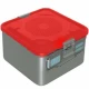 Container sterilizare 1/2, capac perforat, capac de siguranta, baza neperforata,  rosu, 285x280x150mm