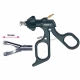 Pensa de prehensiune trompa uterina, actiune dubla, maner ergonomic cu clichet, buton on/off, cu HF, pivotant, demontabil, falci 15mm, D5mm, L330mm 