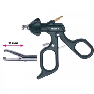 Pensa prehensiune MAHNES, actiune singulara, zimtata, maner ergonomic uni cu clichet, buton on/off, cu HF, pivotant, demontabil, falci 11mm, D5mm,  L360mm