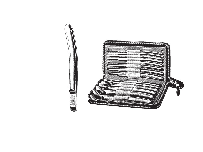 Dilatator uterin HEGAR, in carcasa metal,  D4mm-17mm, set 14buc