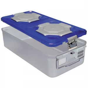 Container sterilizare Bio-Barrier, capac albastru perforat, baza neperforata,  580x280x265mm