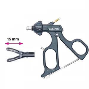 Pensa disectie, actiune dubla, fenestrata, ovala, maner ergonomic uni cu clichet, maneta on/off, cu HF, pivotant, demontabil, falci 15mm, D3mm,  L180mm