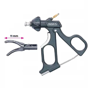 Pensa de prehensiune KELLY, actiune dubla, curba, maner ergonomic uni cu clichet, cu HF, pivotant, demontabil, falci 11mm, D5mm,  L330mm