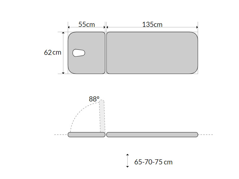 Canapea consultatie, mecanica  190x62x65-75cm