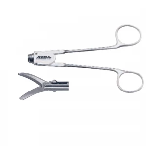 Foarfeca METZENBAUM, curba, dubla actiune, maner axial, fara clichet, falci 17mm, D5mm, L360mm 