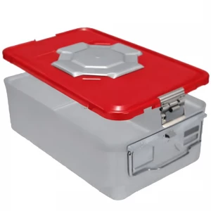 Container sterilizare 3/4 BIO-BARRIER, capac perforat, baza neperforata,  rosu, 465x280x115mm