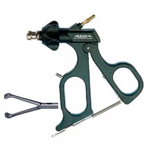 Pensa de prehensiune DEBAKEY, actiune dubla, dinti distali, maner ergonomic uni cu clichet, maneta on/off, cu HF, pivotant, demontabil, falci 24mm, D5mm, L330mm 