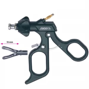 Pensa disectie, actiune dubla, ovala, fenestrata, maner ergonomic uni cu clichet, buton on/off, cu HF, pivotant, demontabil, falci 15mm, D5mm,  L330mm