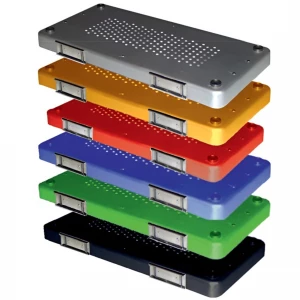 Capac perforat mini container sterilizare, 300x140mm,  argintiu