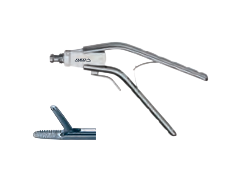 Portac, drept, dinti de fixare, maner axial unghiular cu clichet, pivotant, demontabil, D5mm, L330mm 