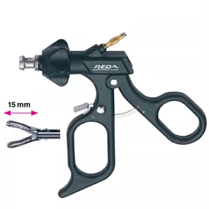 Pensa disectie, actiune dubla, ovala, fenestrata, maner ergonomic uni cu clichet, buton on/off, cu HF, pivotant, demontabil, falci 15mm, D3mm, L210mm 