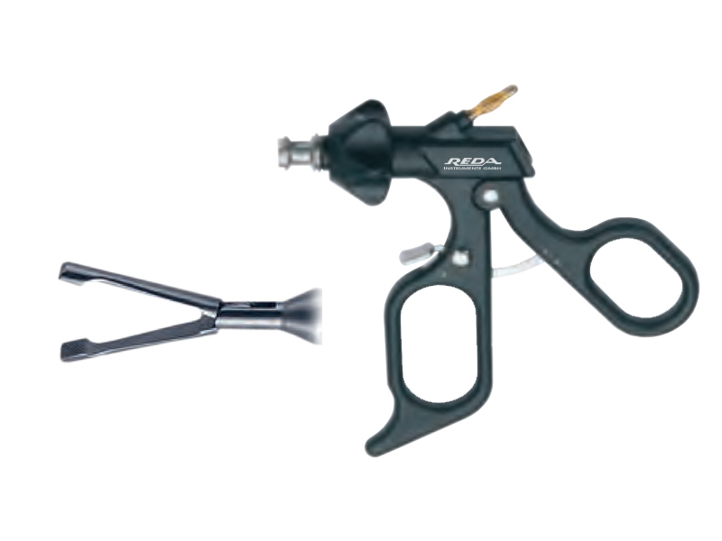 Pensa prehensiune BABCOCK, dinti distali, maner ergonomic cu clichet, cu HF, pivotant, demontabil, D10mm, L360mm 