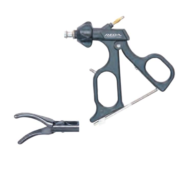 Pensa disectie KELLY, curba, maner ergonomic uni cu clichet, cu HF, pivotant, demontabil, D5mm, L330mm 