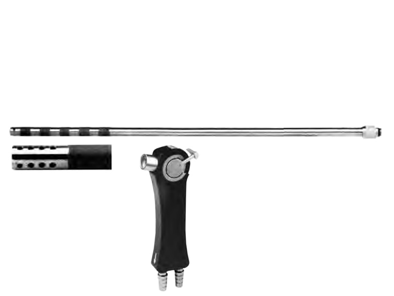 Set aspirare-irigare, maner tip pistol cu valva cu 2 directii, tub olives cu 16 gauri, D5mm, L340mm 