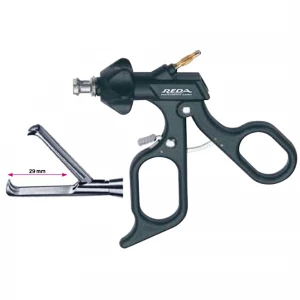 Pensa de prehensiune tip gheara, actiune singulara, maner ergonomic uni cu clichet, buton on/off, cu HF, pivotant, demontabil, 3x2 dinti, falci 29mm, D10mm,  L330mm