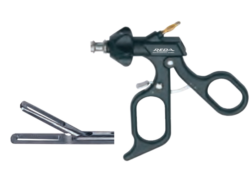 Pensa prehensiune DORSEY, fenestrata, maner ergonomic uni cu clichet, cu HF, pivotant, demontabil, D5mm, L330mm 