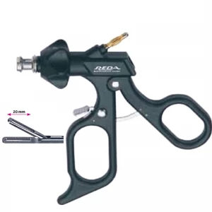 Pensa intestinala DORSEY (JOHANN), actiune singulara, fenestrata, maner ergonomic uni cu clichet, buton on/off, cu HF, pivotant, demontabil, falci 20mm, D5mm,  L330mm