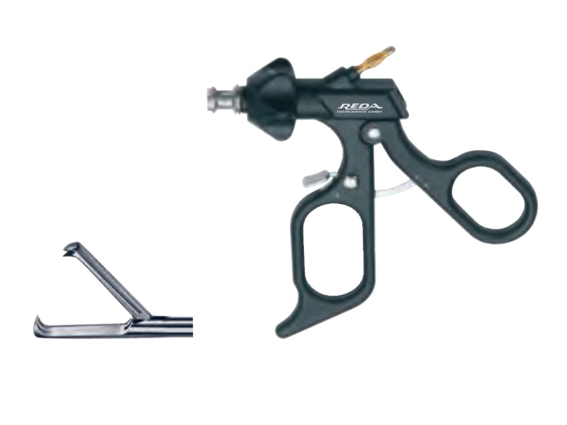 Pensa prehensiune, cu gheare, 3x2 dinti, maner ergonomic cu clichet, cu HF, pivotant, demontabil, D5mm, L330mm 