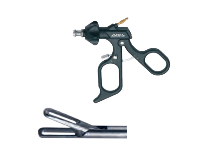 Pensa atraumatica DUCK-BILL, fenestrata, maner cu clichet, D5mm  L330mm