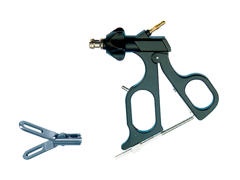 Pensa prehensiune DUCK-BILL, fenestrata, maner ergonomic uni cu clichet, cu HF, pivotant, demontabil, D5mm, L330mm 