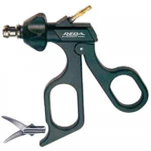 Foarfeca BABY-METZENBAUM, actiune dubla, curba, maner ergonomic uni fara clichet, cu HF, pivotant, demontabil, falci 20mm, D5mm, L330mm 