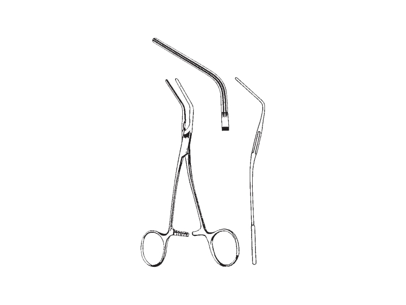 Clema vasculara multifunctionala DE BAKEY, unghiulara la 45grd, L15cm 