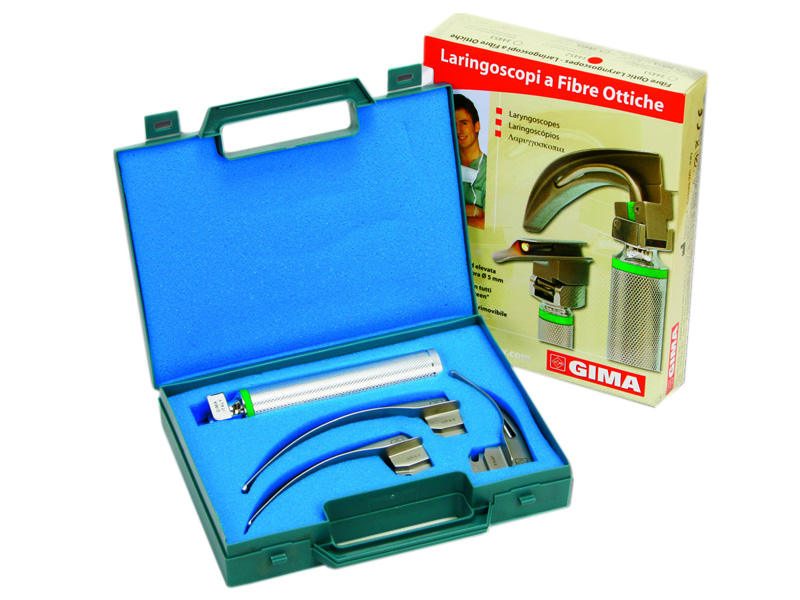 Set laringoscop F.O. GIMA GREEN LED cu 3 lame MC-INTOSH, Nr. 2-3-4, adult 