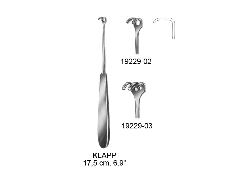 Retractor KLAPP, bont, L17.5cm  2 dinti